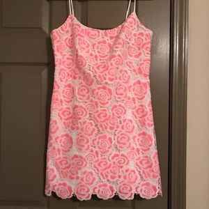 Lilly Pulitzer Neon Pink Rose Lace Dress
